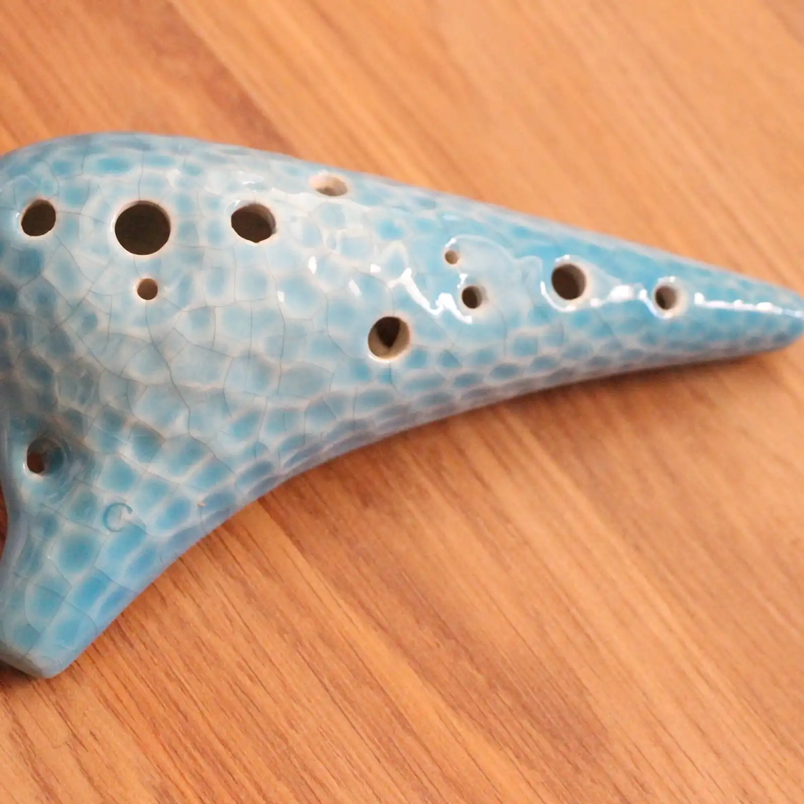 Thumbnail: 12 Hole Ceramic Ocarina, Textured Blue