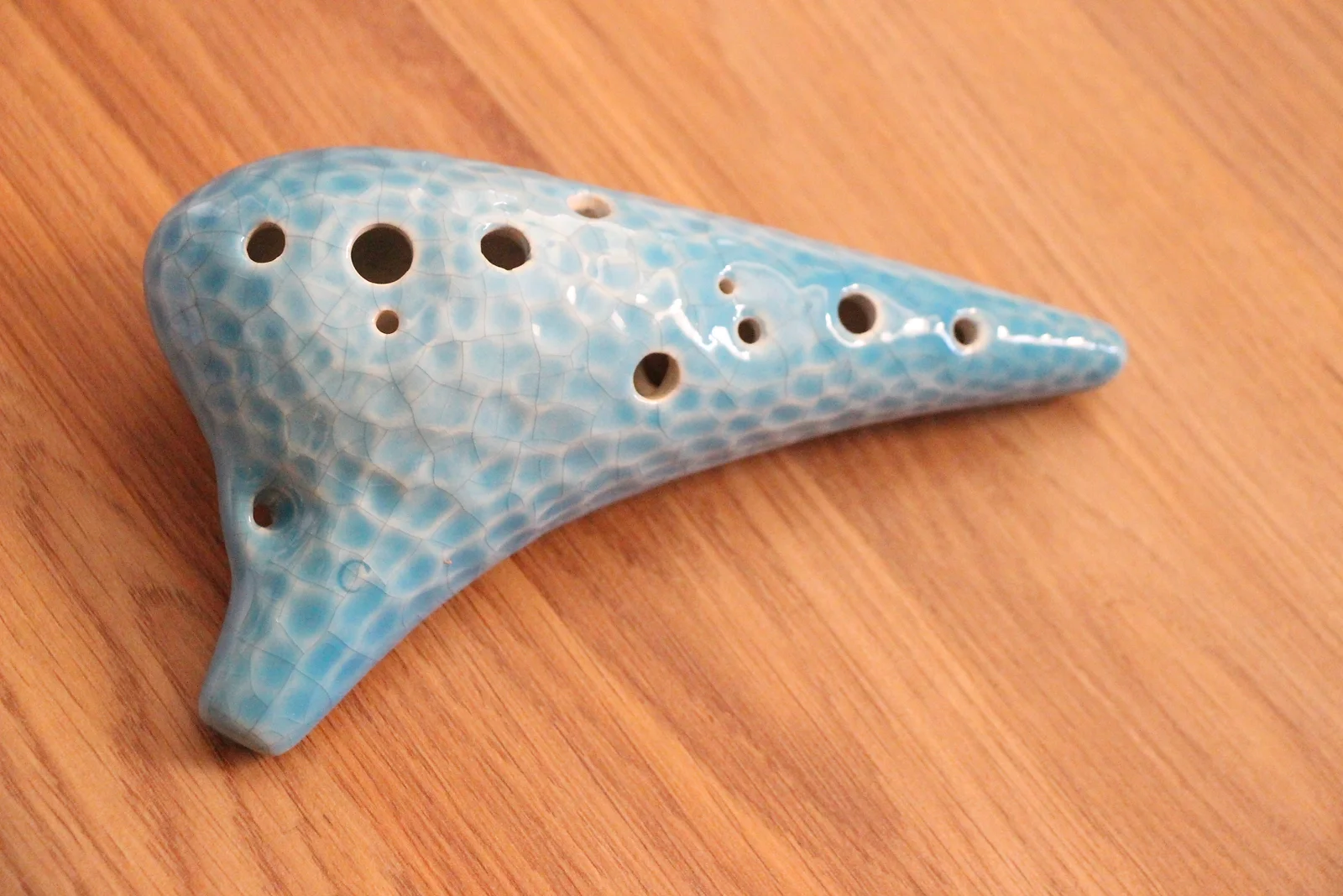 12 Hole Ceramic Ocarina, Textured Blue