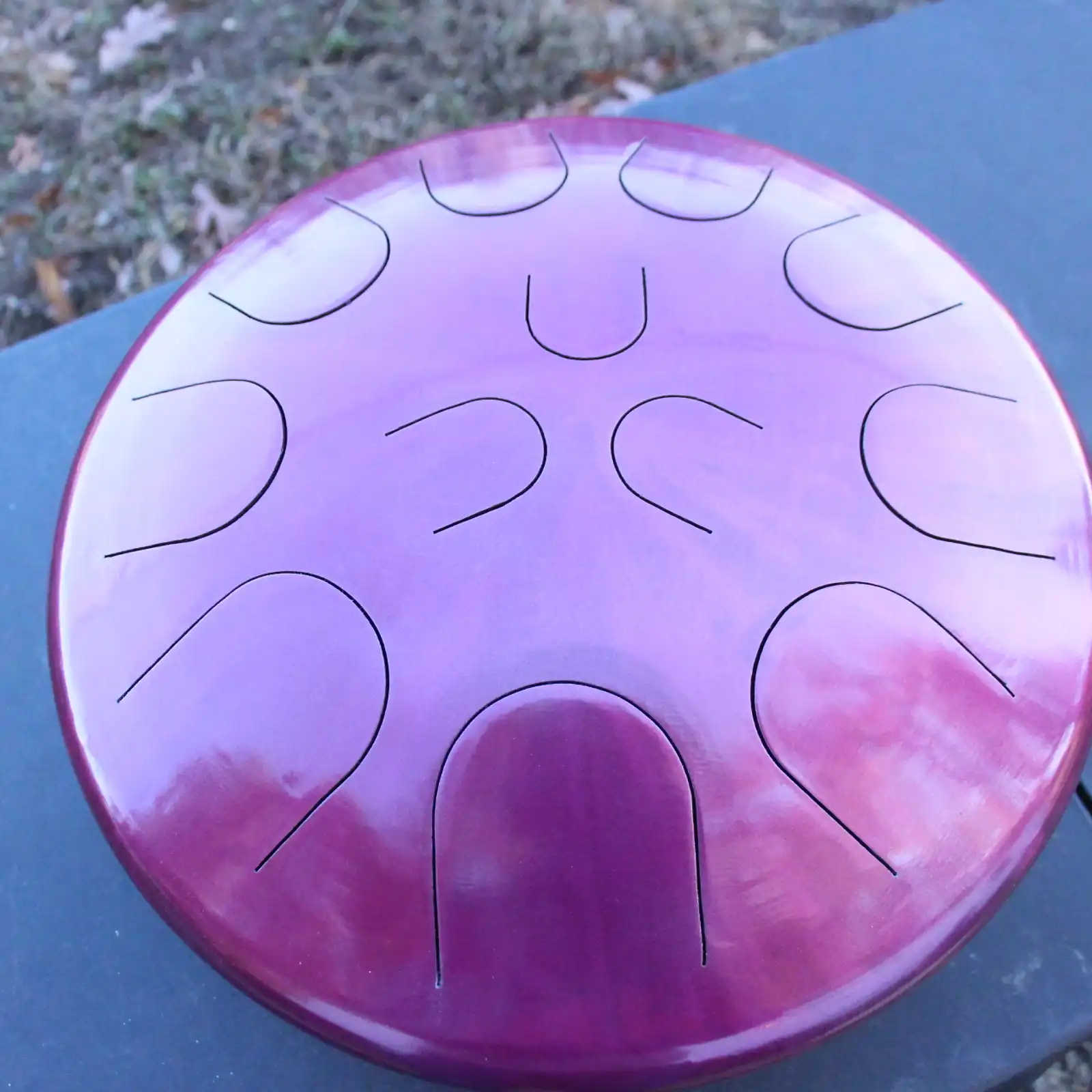 Thumbnail: copy of Ajna 16" 12 Tone Steel Tongue Drum Candy Pink E Hijaz