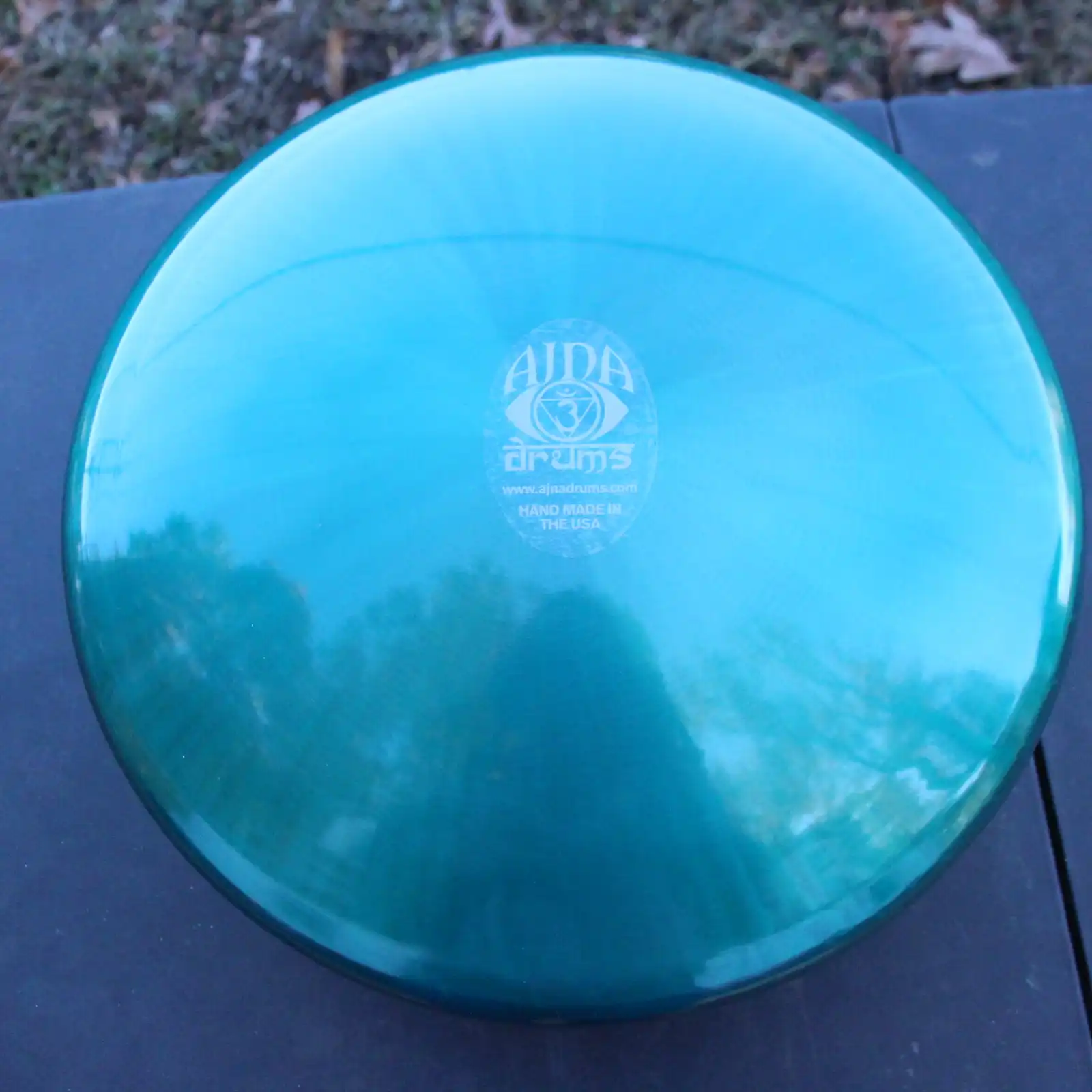 Thumbnail: Ajna 16" 12 Tone Steel Tongue Drum Candy Teal Clear Burst E Hijaz