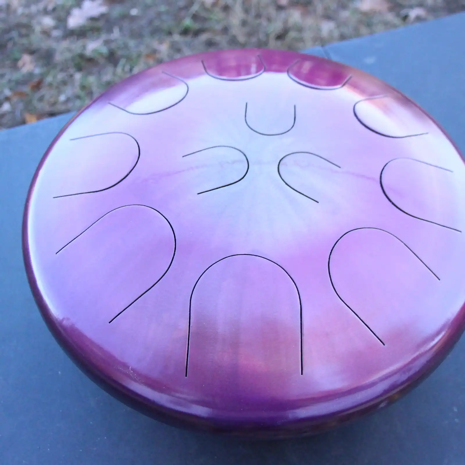 Thumbnail: Ajna 16" 12 Tone Steel Tongue Drum Candy Purple Candy Pink Burst E Hijaz