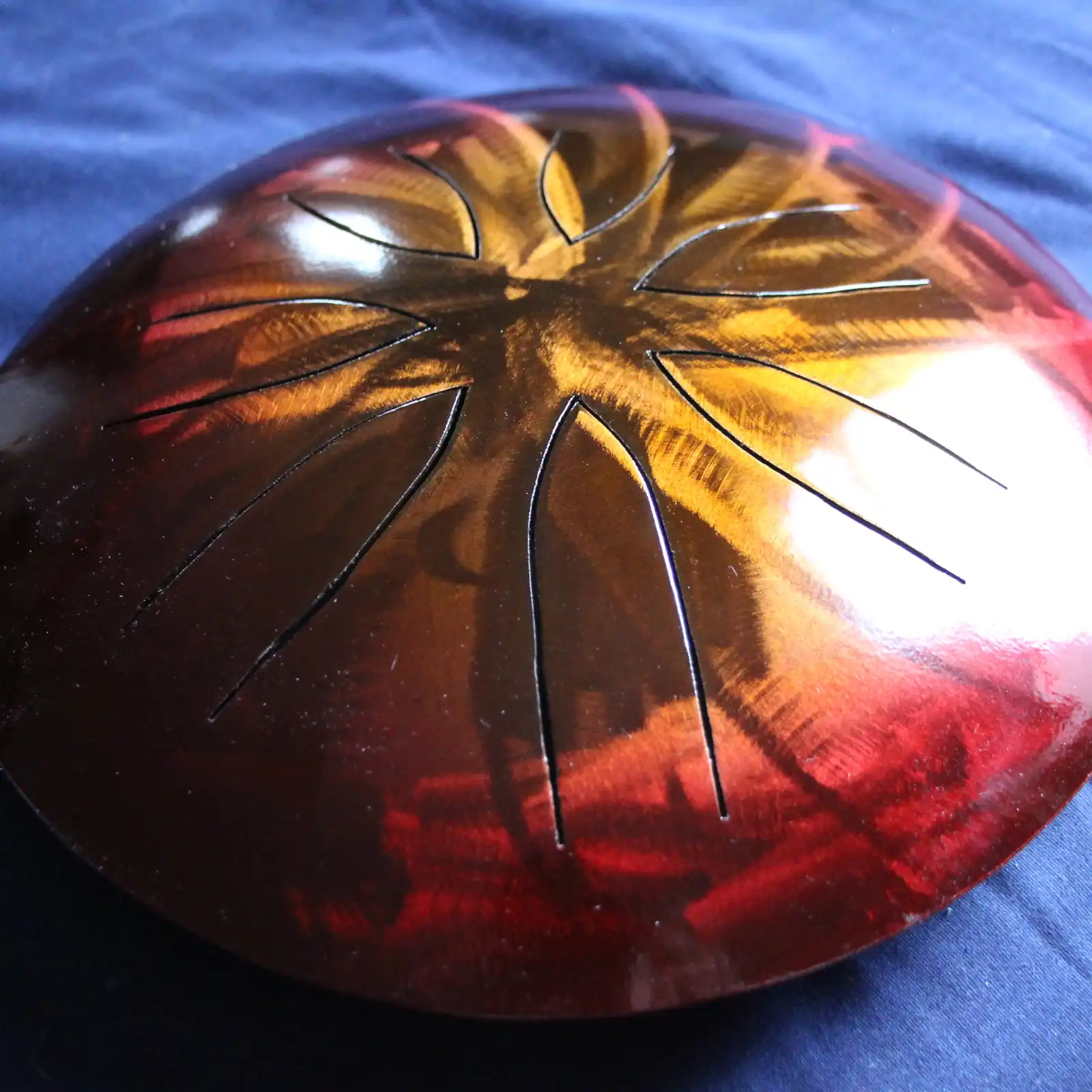 Thumbnail: 10" 7 Tone Ajna Tongue Drum Ruby/Gold Burst - Pentatonic