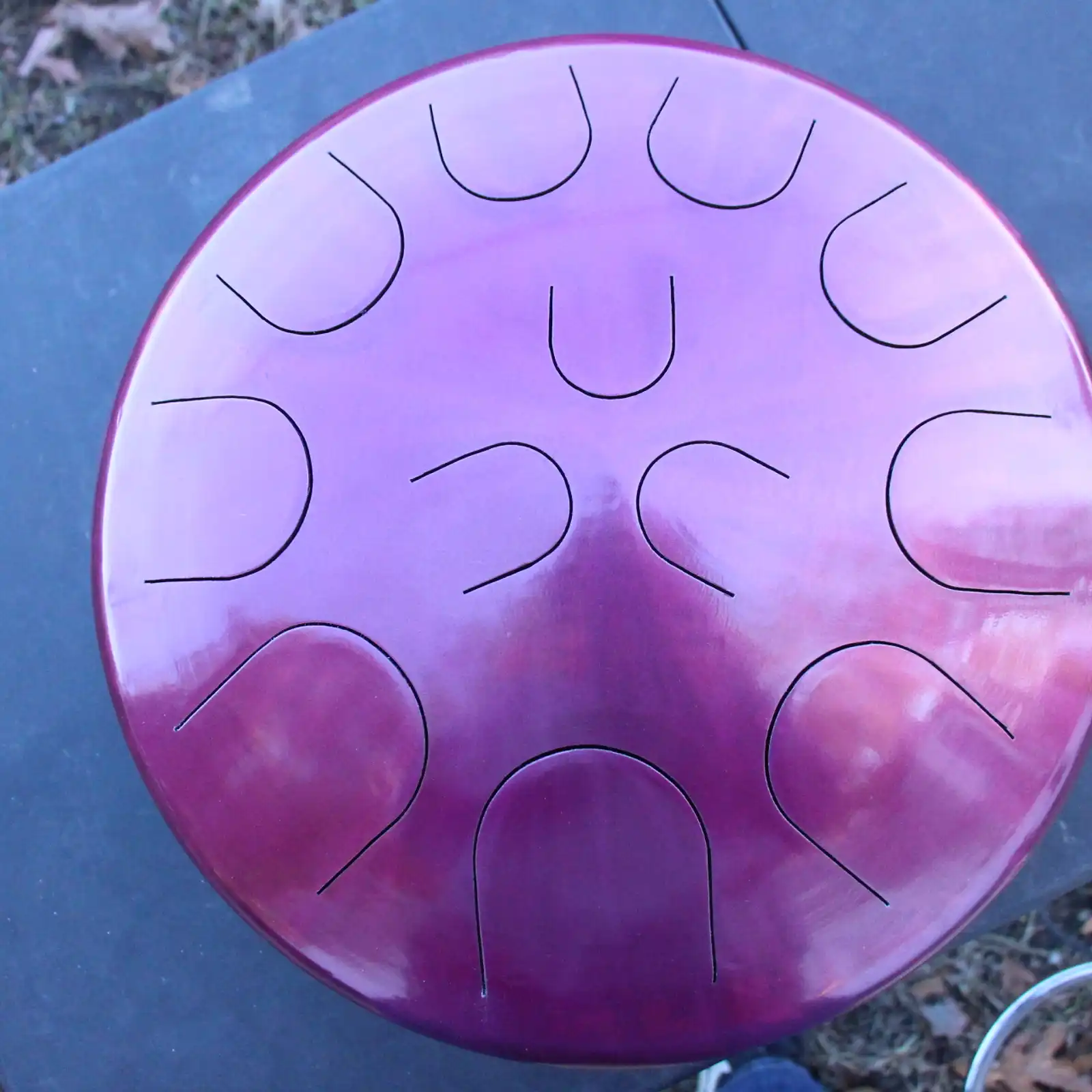 Thumbnail: copy of Ajna 16" 12 Tone Steel Tongue Drum Candy Pink E Hijaz