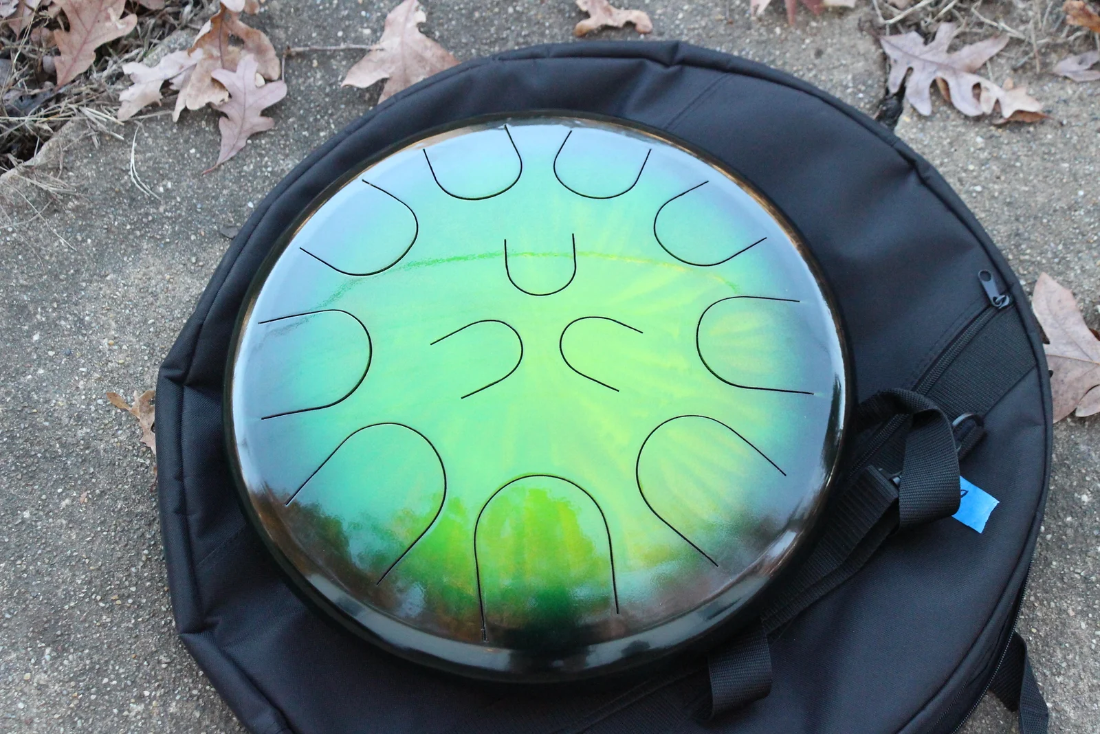 Ajna 16" 12 Tone Steel Tongue Drum Candy Lime Burst E Hijaz