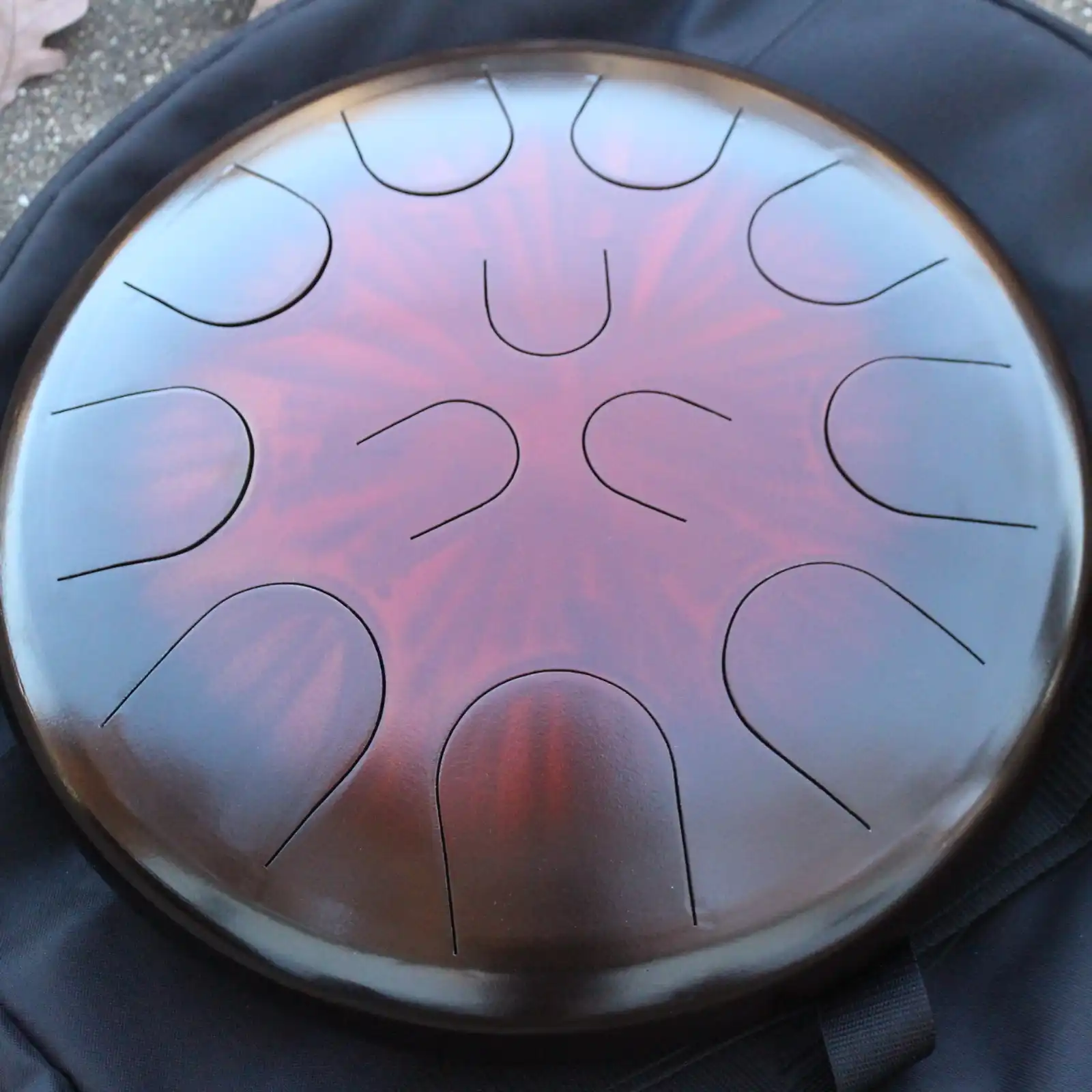 Thumbnail: Ajna 16" 12 Tone Steel Tongue Drum Black Ruby Burst F Lydian