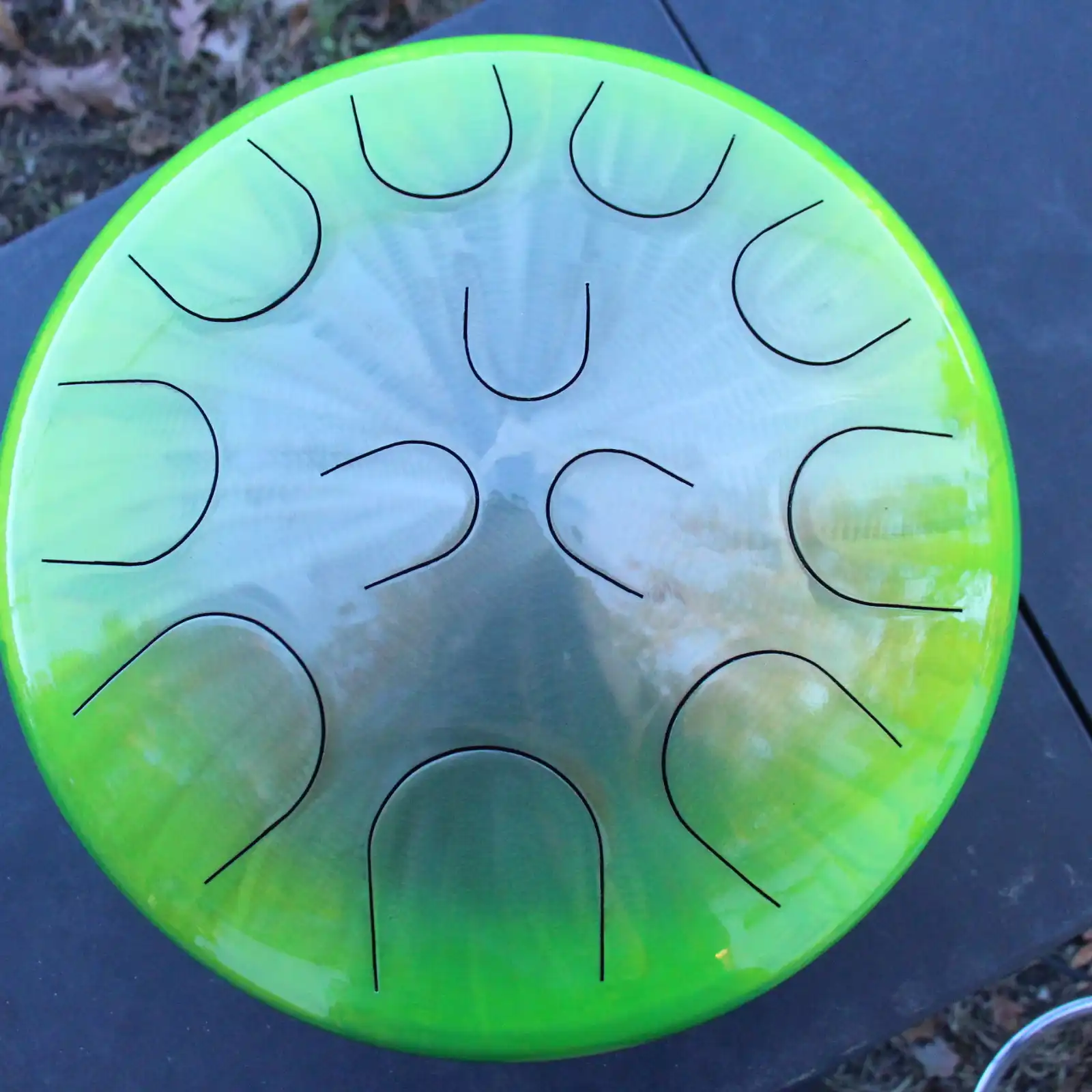 Thumbnail: Ajna 16" 12 Tone Steel Tongue Drum Candy Lemon Clear Burst E Hijaz