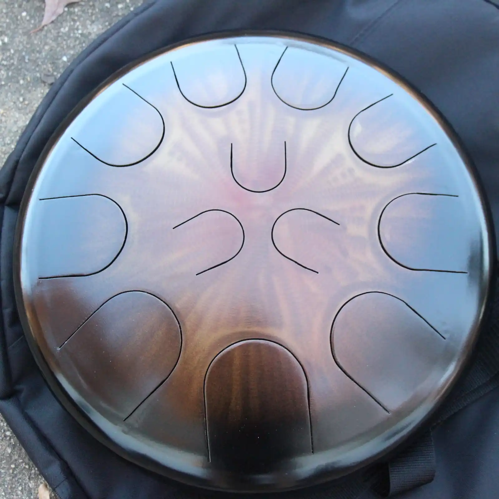 Thumbnail: Ajna 16" 12 Tone Steel Tongue Drum Candy Copper Burst E Hijaz