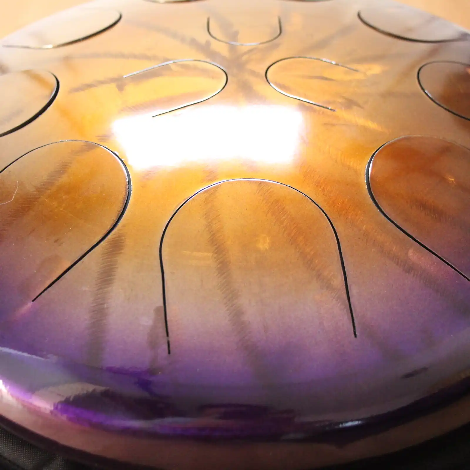 Thumbnail: Ajna 16" 12 Tone Steel Tongue Drum Amethyst Gold Burst D Dorian