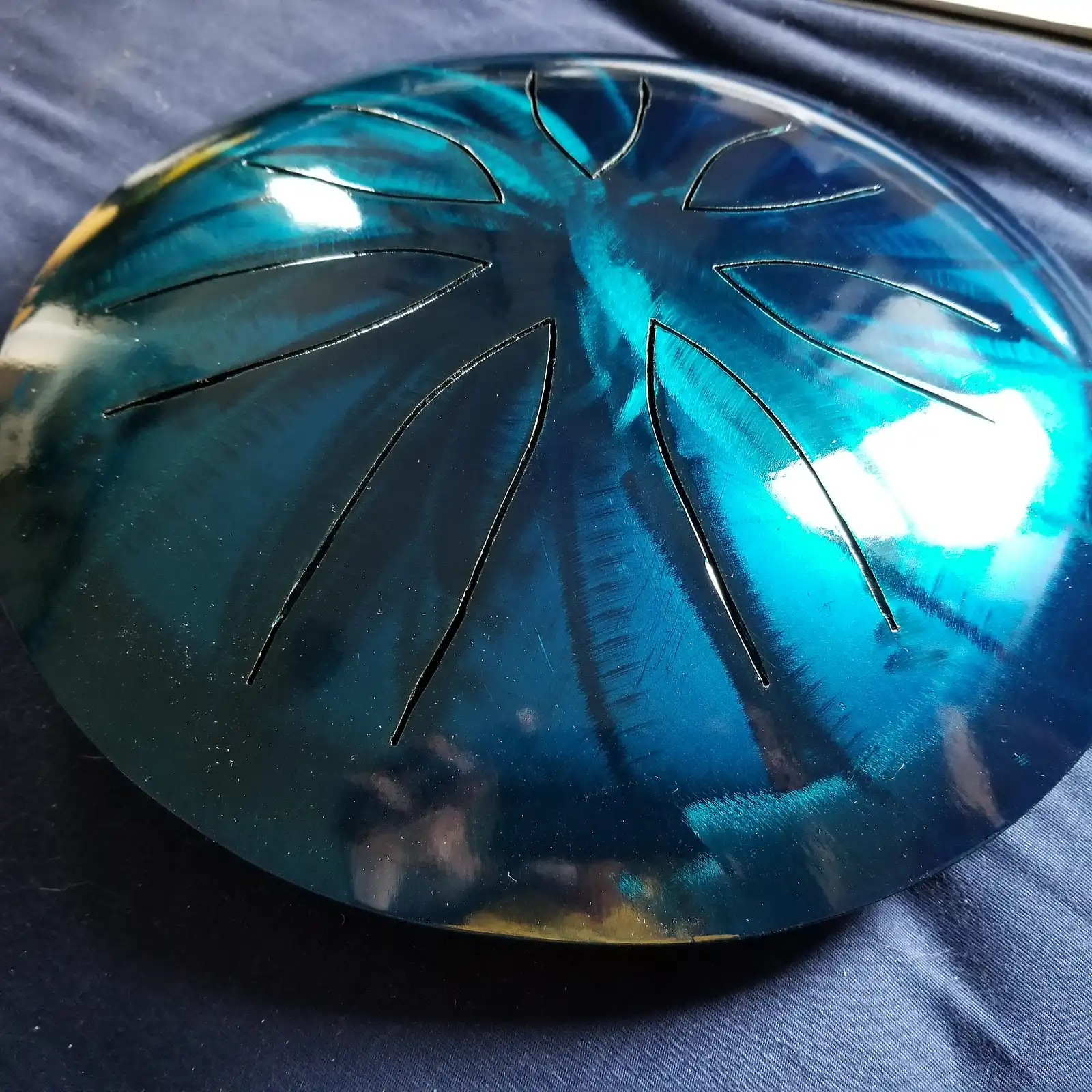 Thumbnail: 10" 14 Tone Ajna Tongue Drum Candy Blue Burst -Double Sided