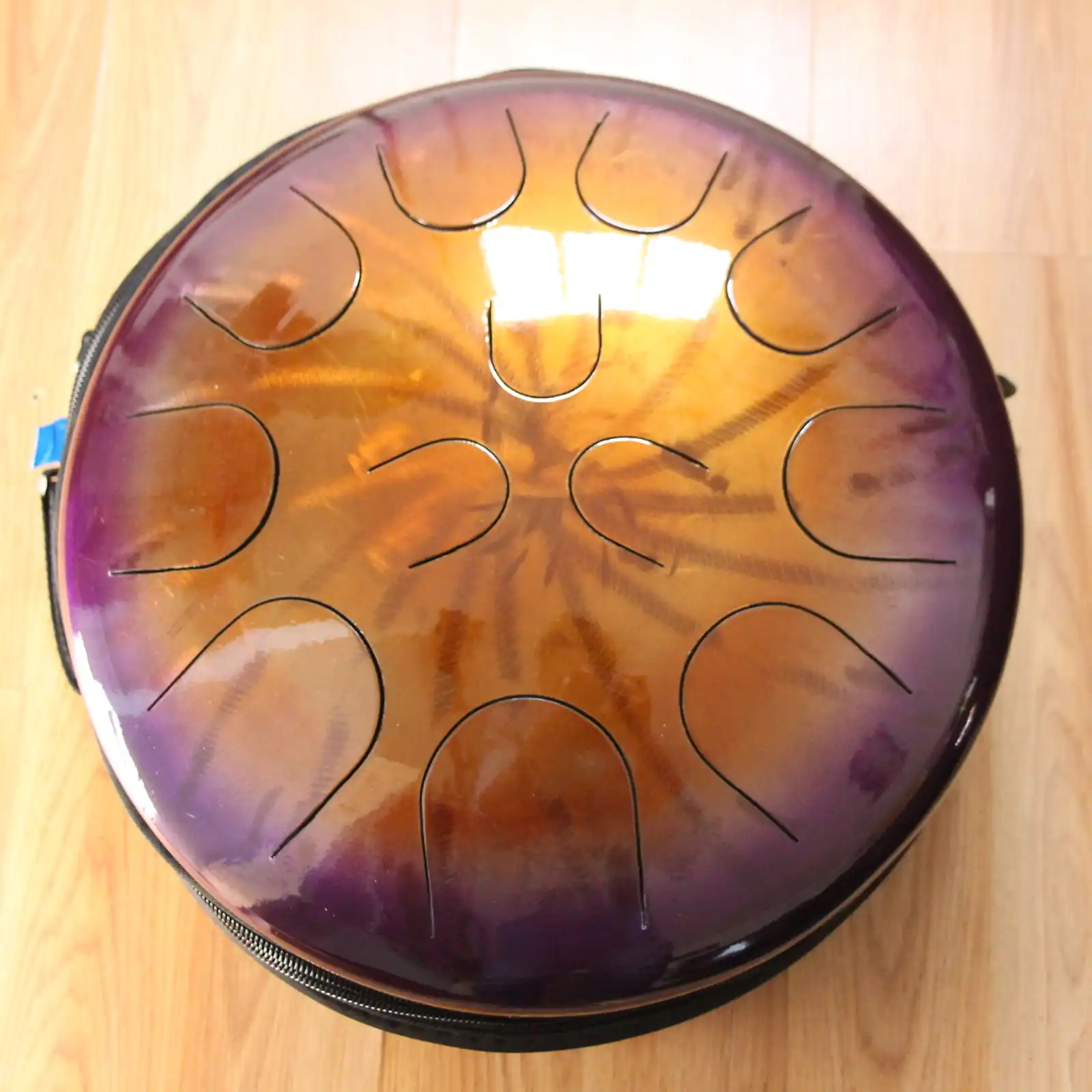 Thumbnail: Ajna 16" 12 Tone Steel Tongue Drum Amethyst Gold Burst F Major