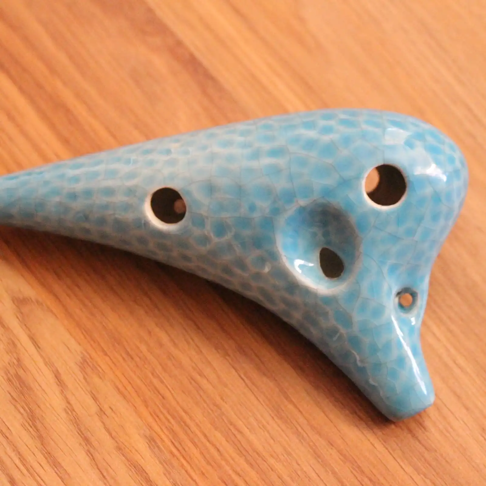 Thumbnail: 12 Hole Ceramic Ocarina, Textured Blue