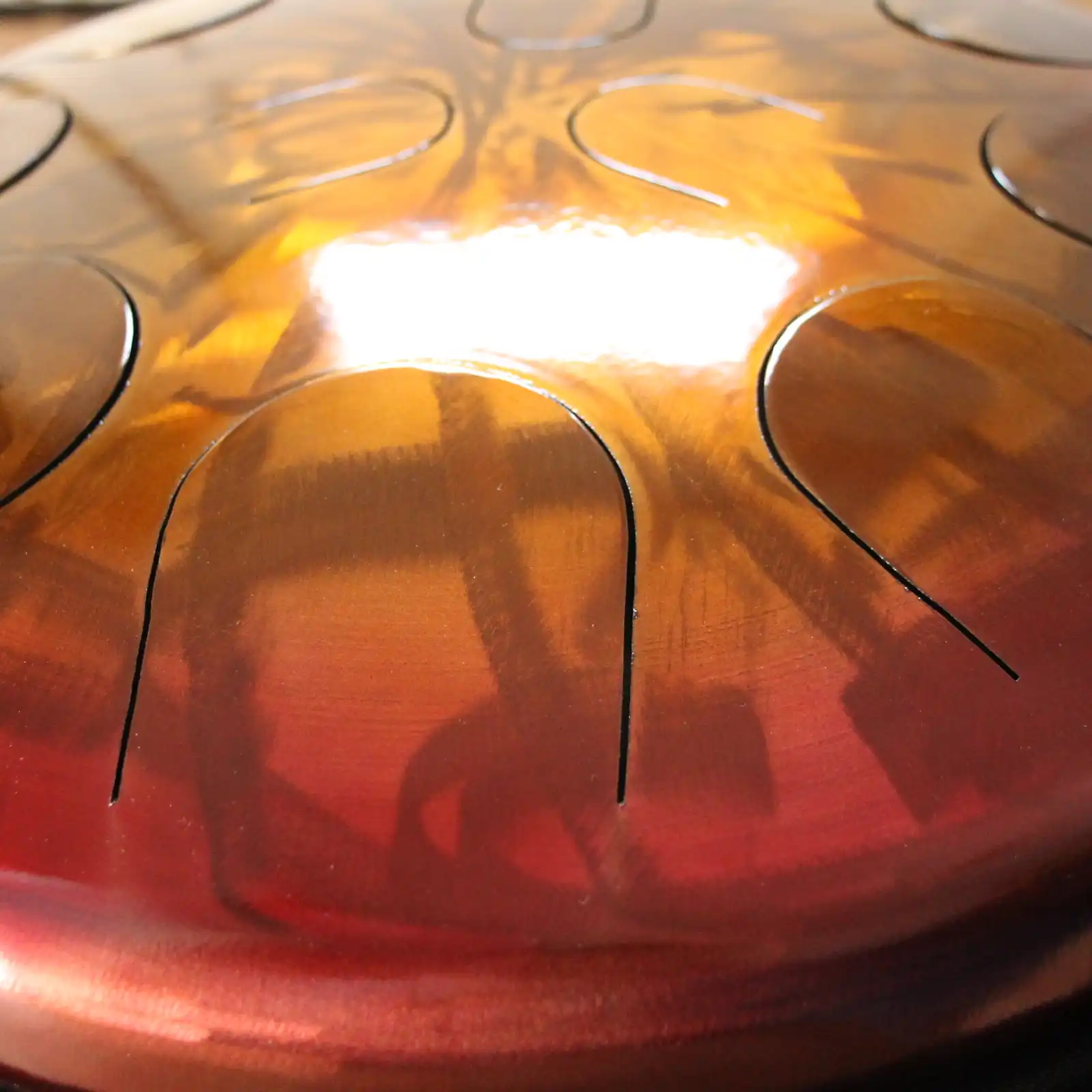 Thumbnail: Ajna 16" 12 Tone Steel Tongue Drum Ruby Gold Burst F Lydian