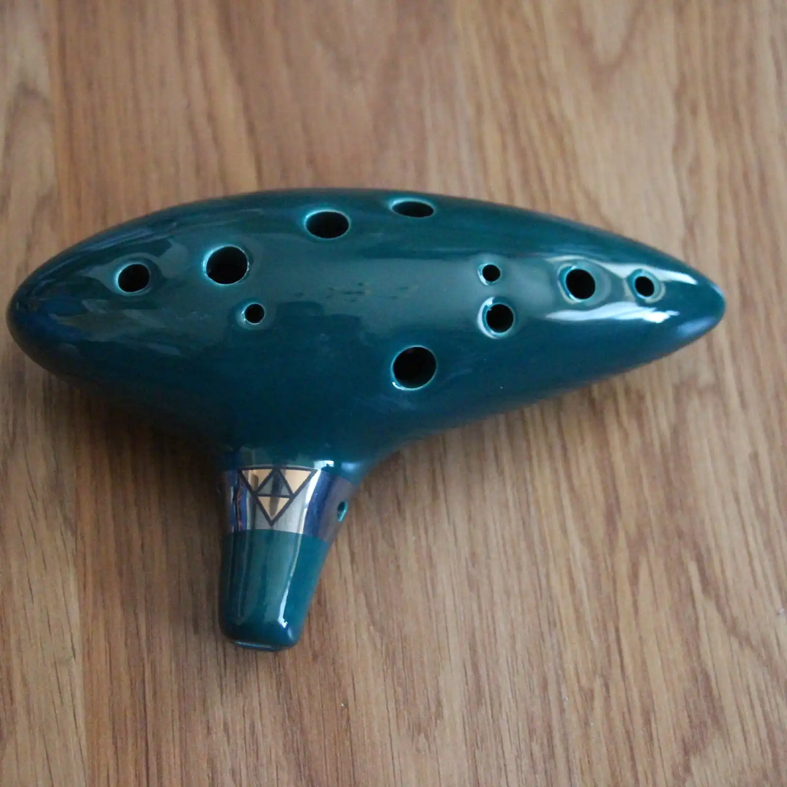 Thumbnail: 12 Hole Ceramic Ocarina, Dark Green Zelda OoT