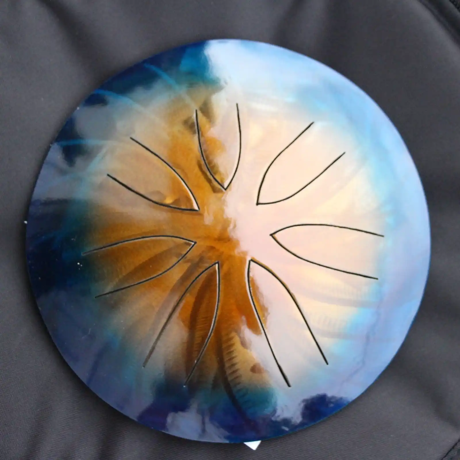 Thumbnail: 10" 7 Tone Ajna Tongue Drum Sapphire/Gold Burst - Pentatonic