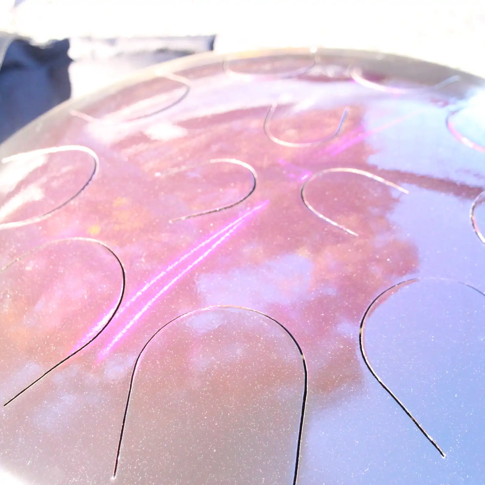 Thumbnail: Ajna 16" 12 Tone Steel Tongue Drum Candy Amethyst Burst E Hijaz