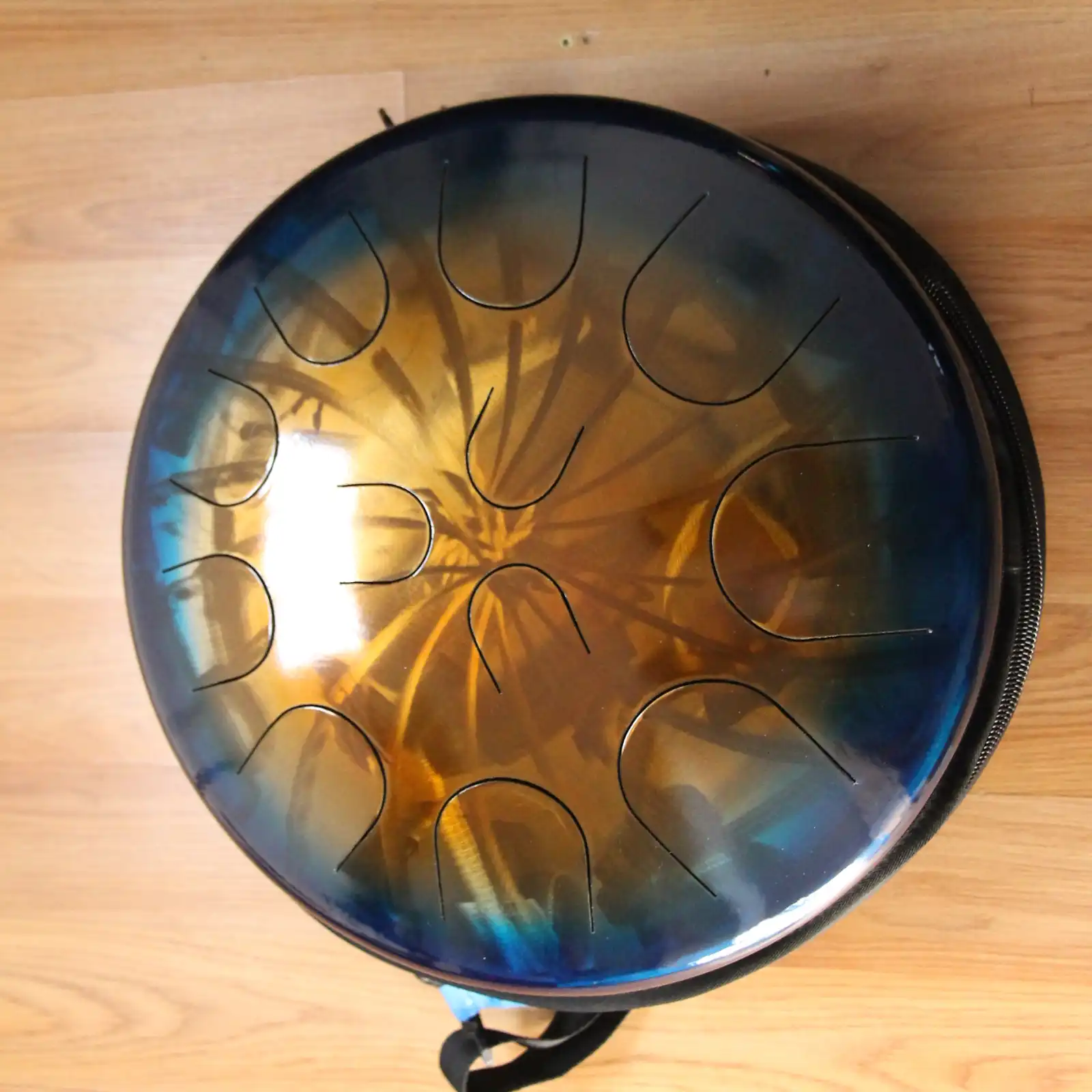 Thumbnail: Ajna 16" 12 Tone Steel Tongue Drum Sapphire Gold Burst F Lydian