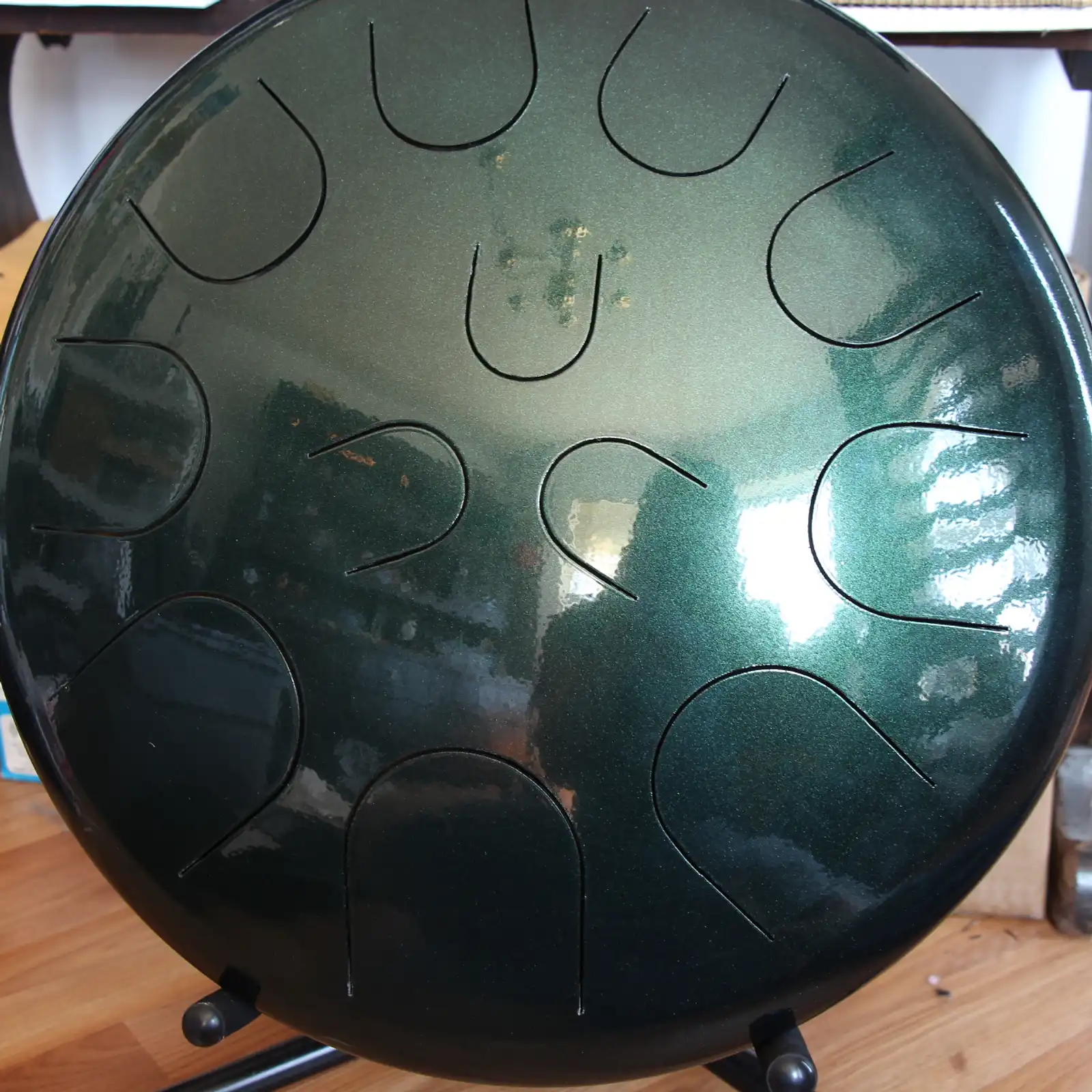 Thumbnail: 16" 12 Tone Ajna Tongue Drum Green Shimm E Phrygia