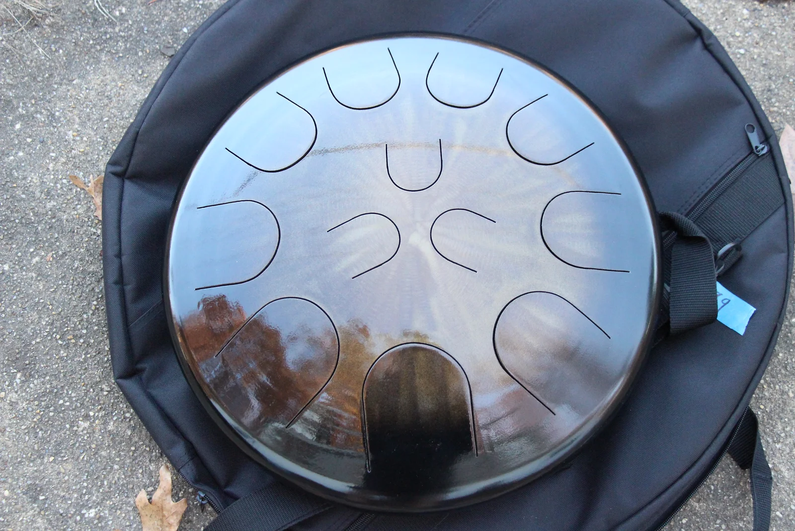Ajna 16" 12 Tone Steel Tongue Drum Candy Black Burst E Hijaz