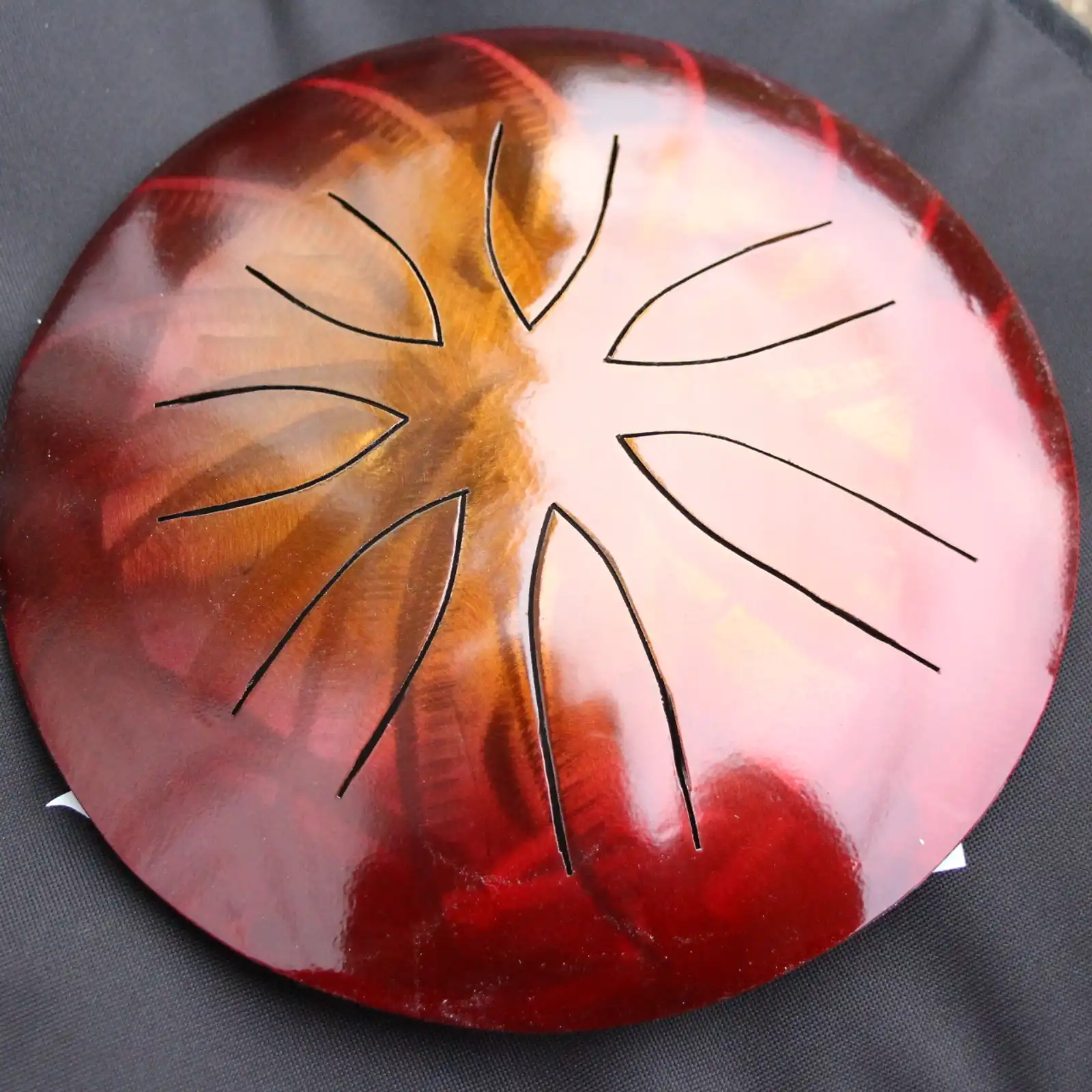 Thumbnail: 10" 7 Tone Ajna Tongue Drum Ruby/Gold Burst - Pentatonic