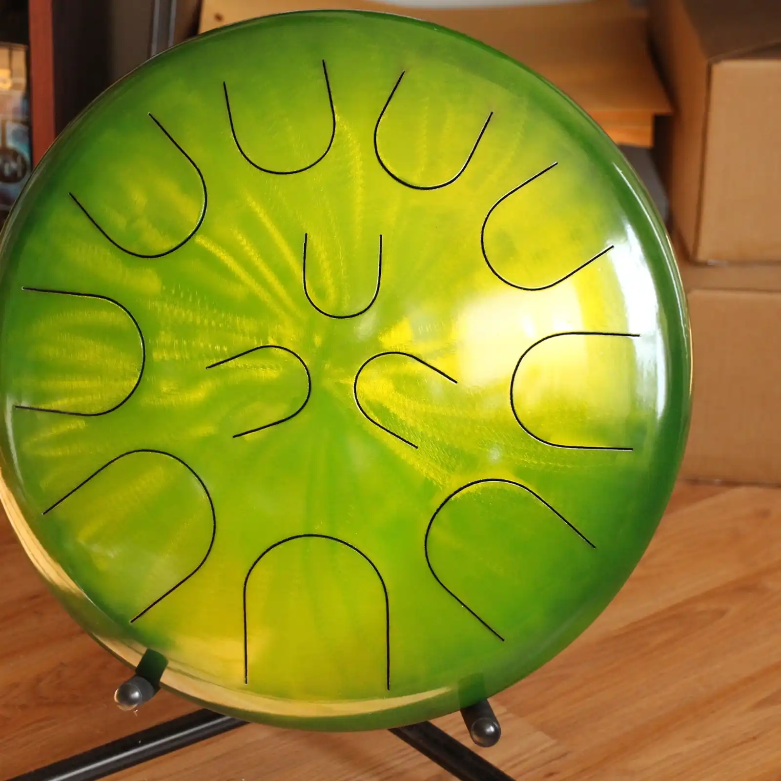 Thumbnail: 16" 12 Tone Ajna Tongue Drum Lemon/Lime E Phrygian