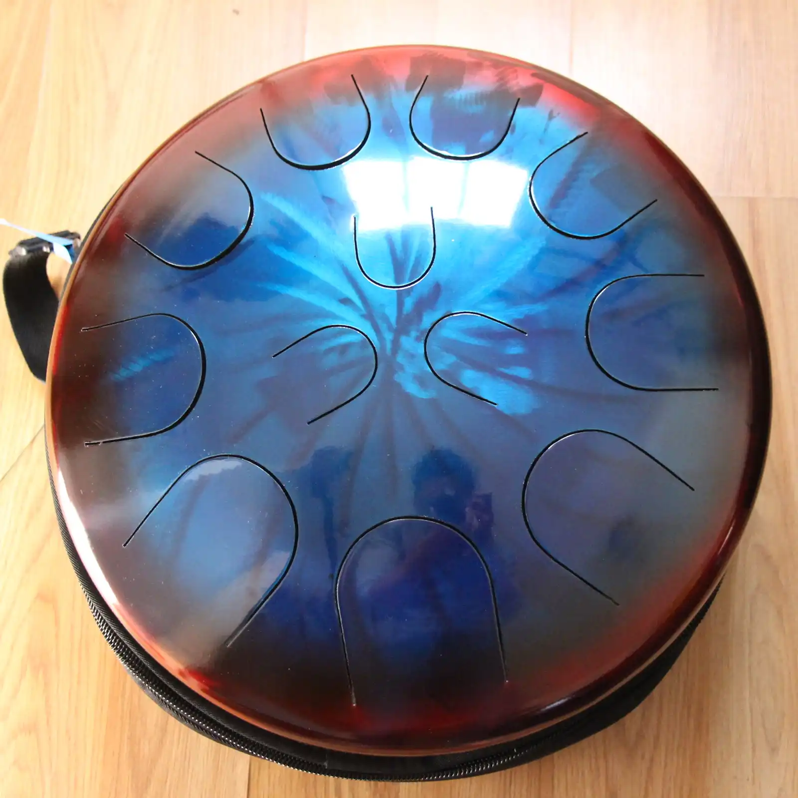Thumbnail: Ajna 16" 12 Tone Steel Tongue Drum Candy Red/Candy Blue C Major