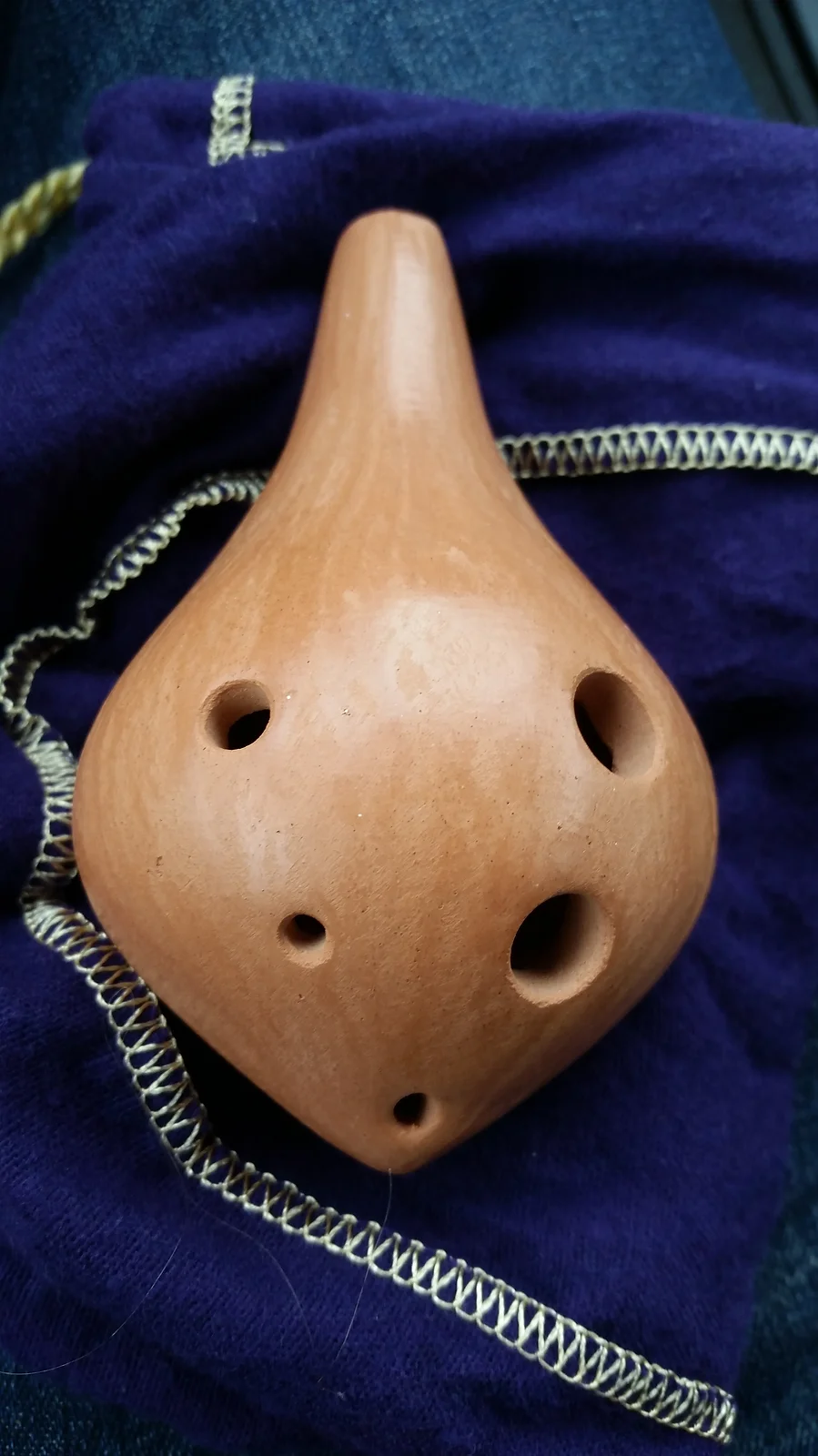 6 Hole Transverse Ceramic Ocarina Natural Finish