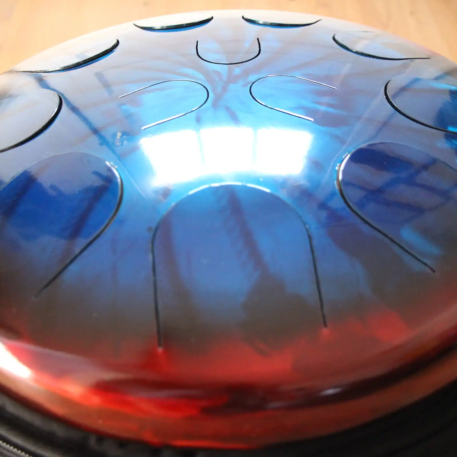 Thumbnail: Ajna 16" 12 Tone Steel Tongue Drum Candy Red/Candy Blue C Major