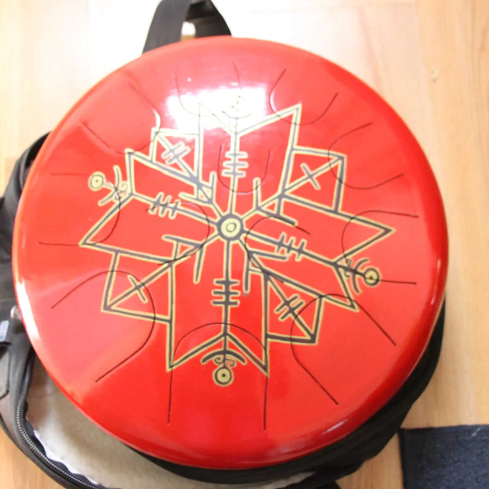 Thumbnail: Ajna 12 Tone Tongue Drum - Red Viking Runes - E Harmonic Minor
