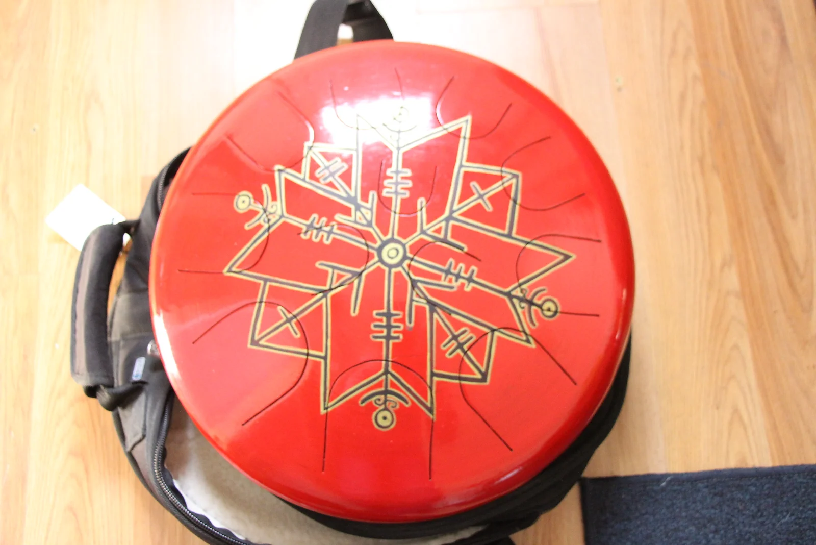 Ajna 12 Tone Tongue Drum - Red Viking Runes - E Harmonic Minor