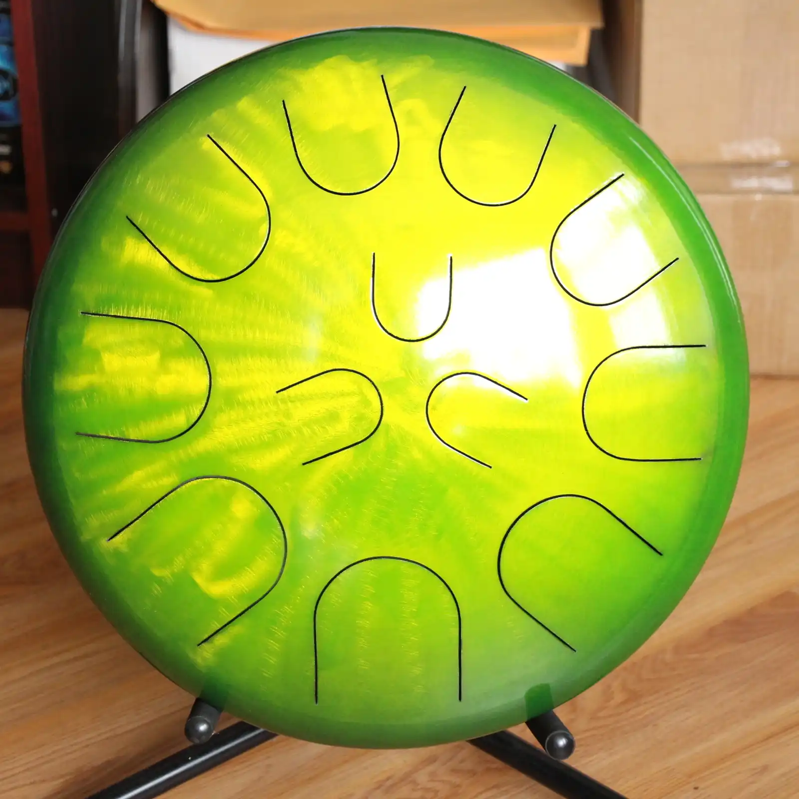 Thumbnail: 16" 12 Tone Ajna Tongue Drum Lemon/Lime E Phrygian