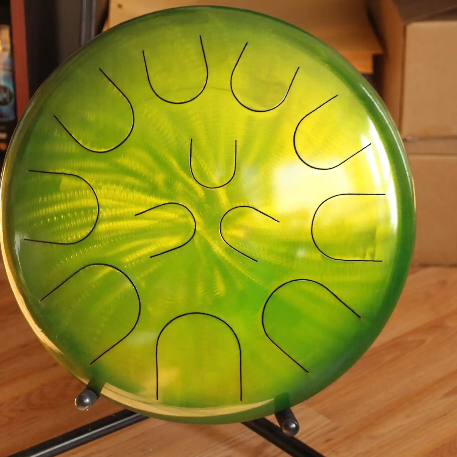 Thumbnail: 16" 12 Tone Ajna Tongue Drum Lemon/Lime E Phrygian