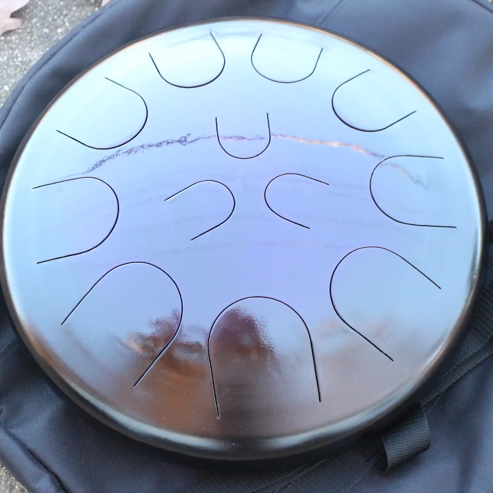 Thumbnail: Ajna 16" 12 Tone Steel Tongue Drum Candy Amethyst Burst E Hijaz