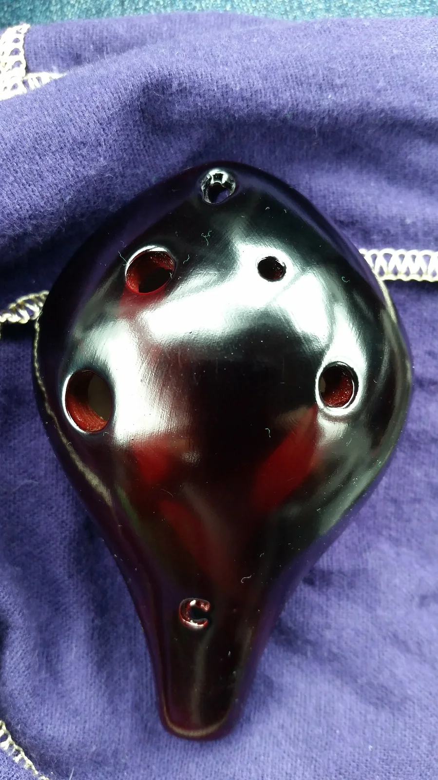 6 Hole Transverse Ceramic Ocarina Red Strawfire