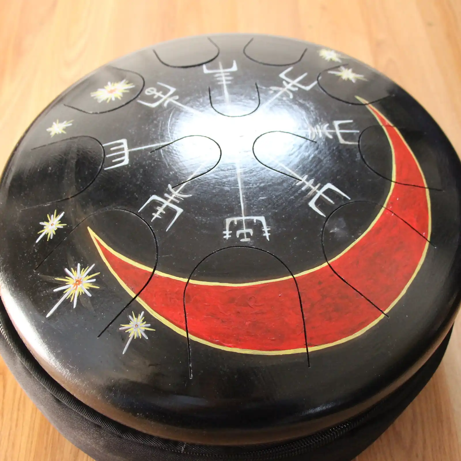 Thumbnail: Ajna 12 Tone Tongue Drum - Black Viking Runes - C Dorian w/ B