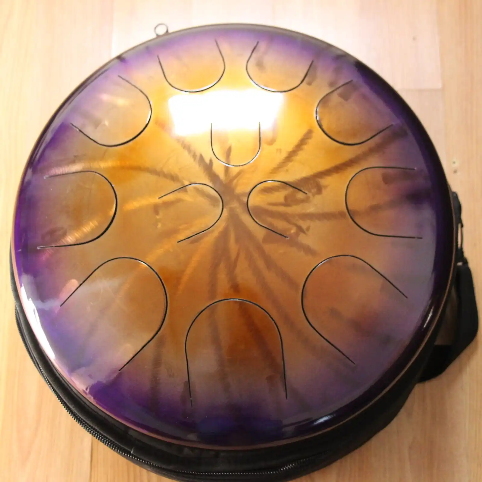 Thumbnail: Ajna 16" 12 Tone Steel Tongue Drum Amethyst Gold Burst D Dorian