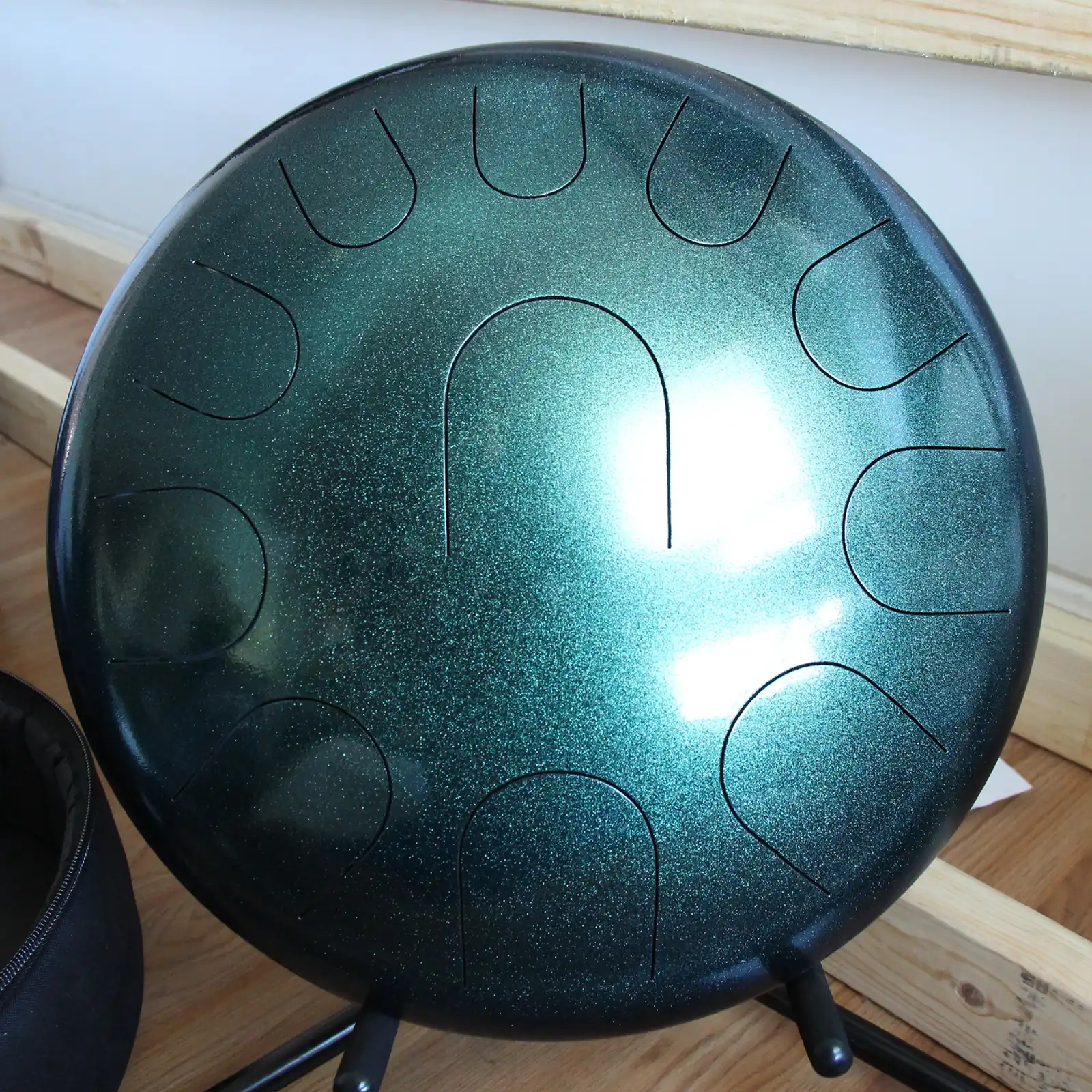 Thumbnail: 16" 11 Tone Ajna Drum Green Shimmer E Hijaz