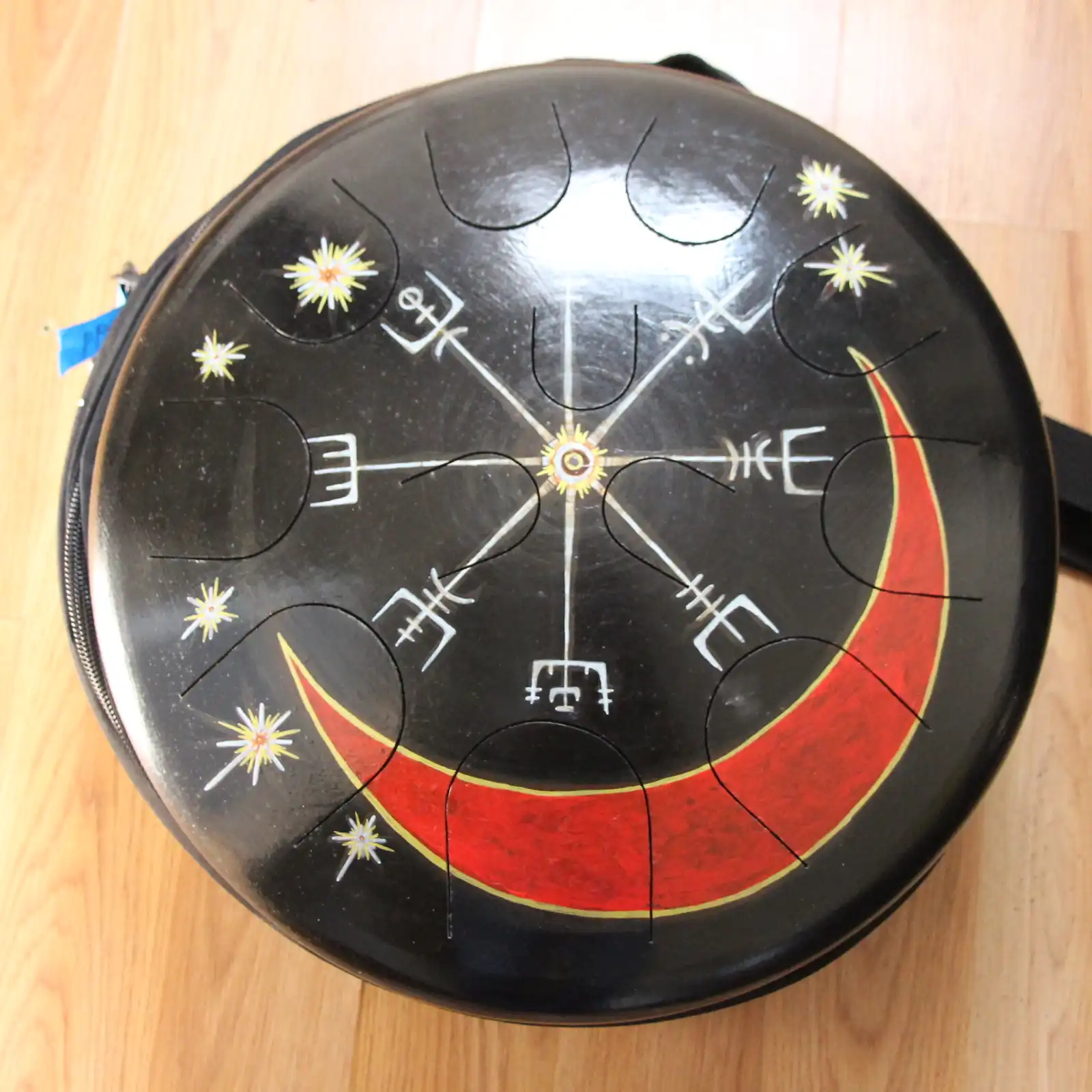 Thumbnail: Ajna 12 Tone Tongue Drum - Black Viking Runes - C Dorian w/ B
