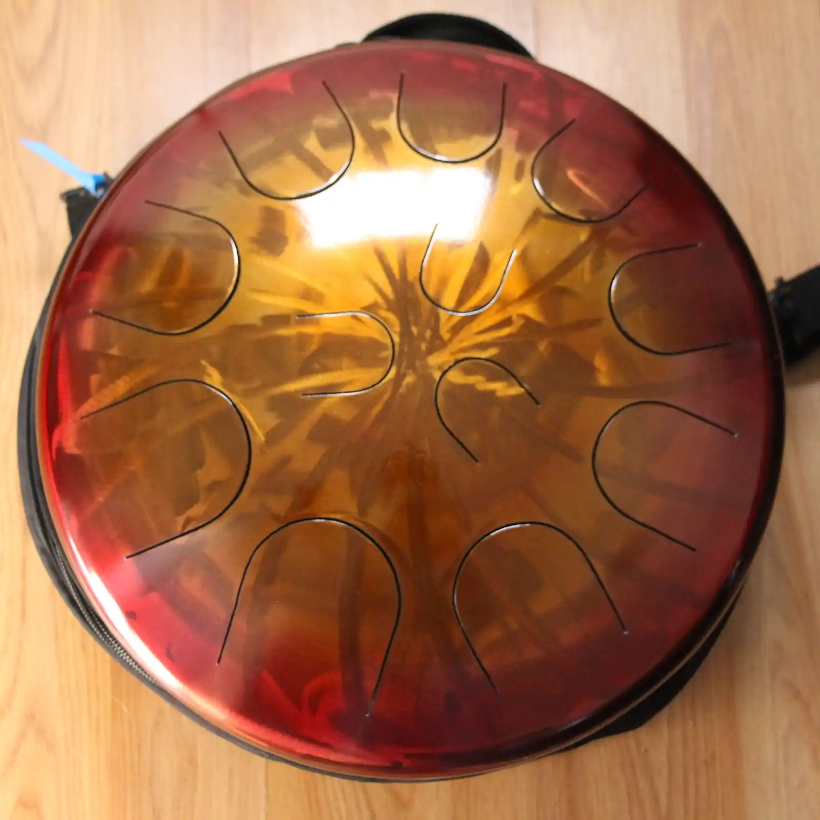 Thumbnail: Ajna 16" 12 Tone Steel Tongue Drum Ruby Gold Burst F Lydian